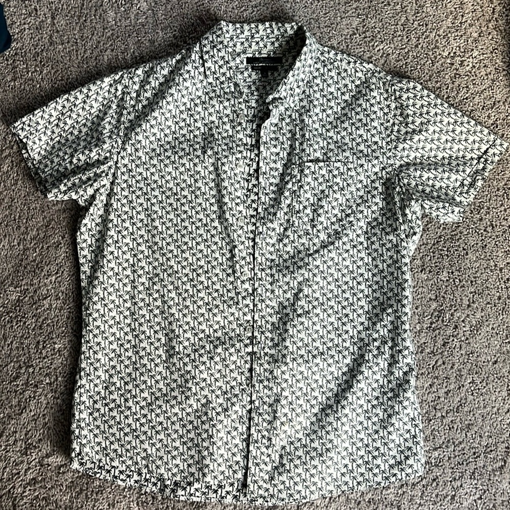 Short sleeve tropical button down shirt